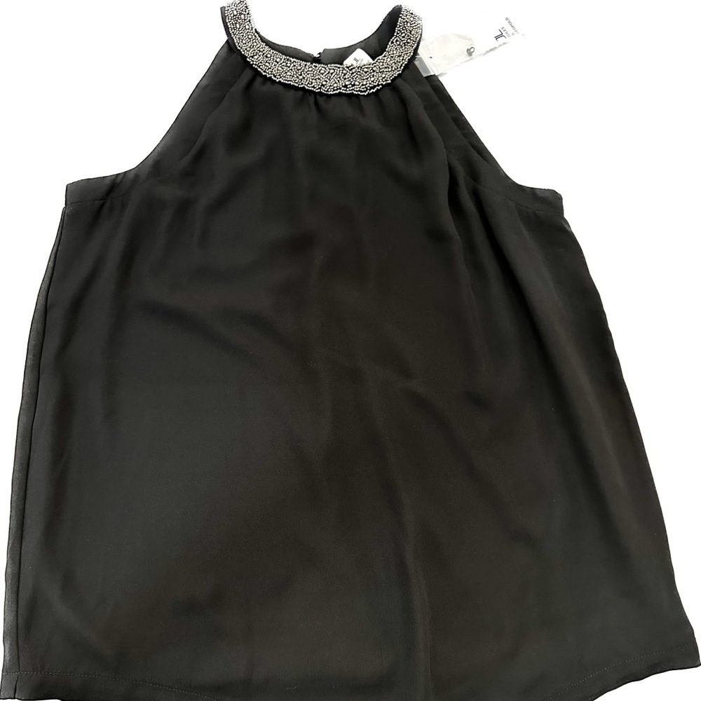 JULES & Leopold Black Trim Mock-Neck Blouse (Size XS)